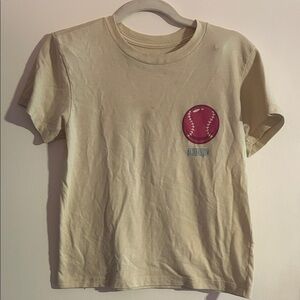 Kids Baseballism Tee- Cream with Pink Accent